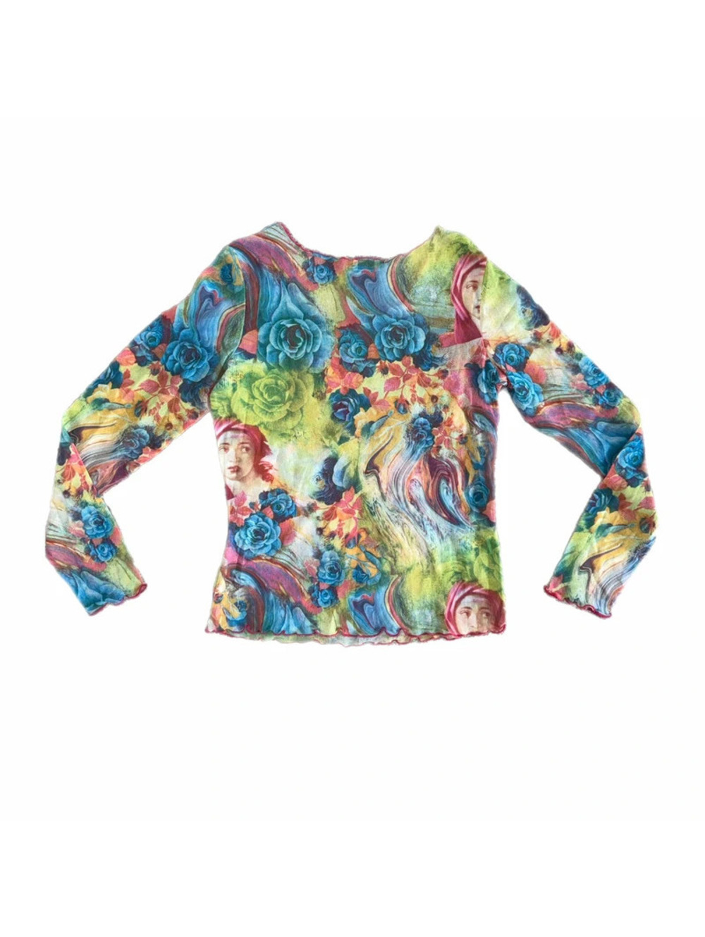 Collection Y2K Renaissance Mesh Top Rhinestone Floral Print - Picture 2 of 5